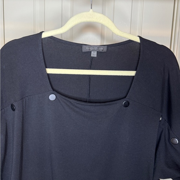 August Silk black short sleeve top women size X-Large - Picture 2 of 8